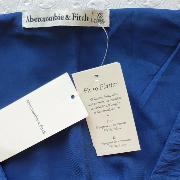 Abercrombie & Fitch blue long Sleeve baby doll ruffle mini dress size XS NWT - Picture 9 of 10